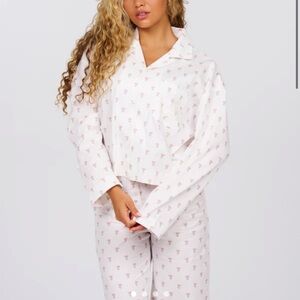 Elegant White Floral Pajama Set